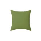 Olive green faux suede throw pillow, front view.