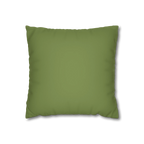 Olive Green faux suede pillowcase, back view.