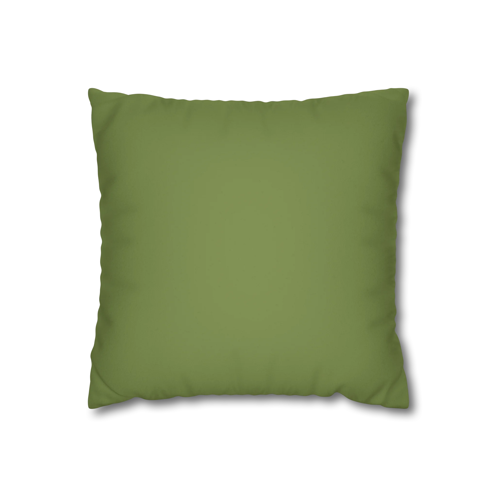 Olive Green faux suede pillowcase, front view.