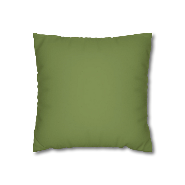 Olive Green faux suede pillowcase, front view.