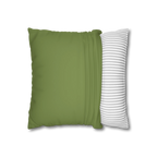 Olive Green faux suede pillowcase, open view.