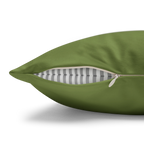 Olive Green faux suede pillowcase, zipper view.
