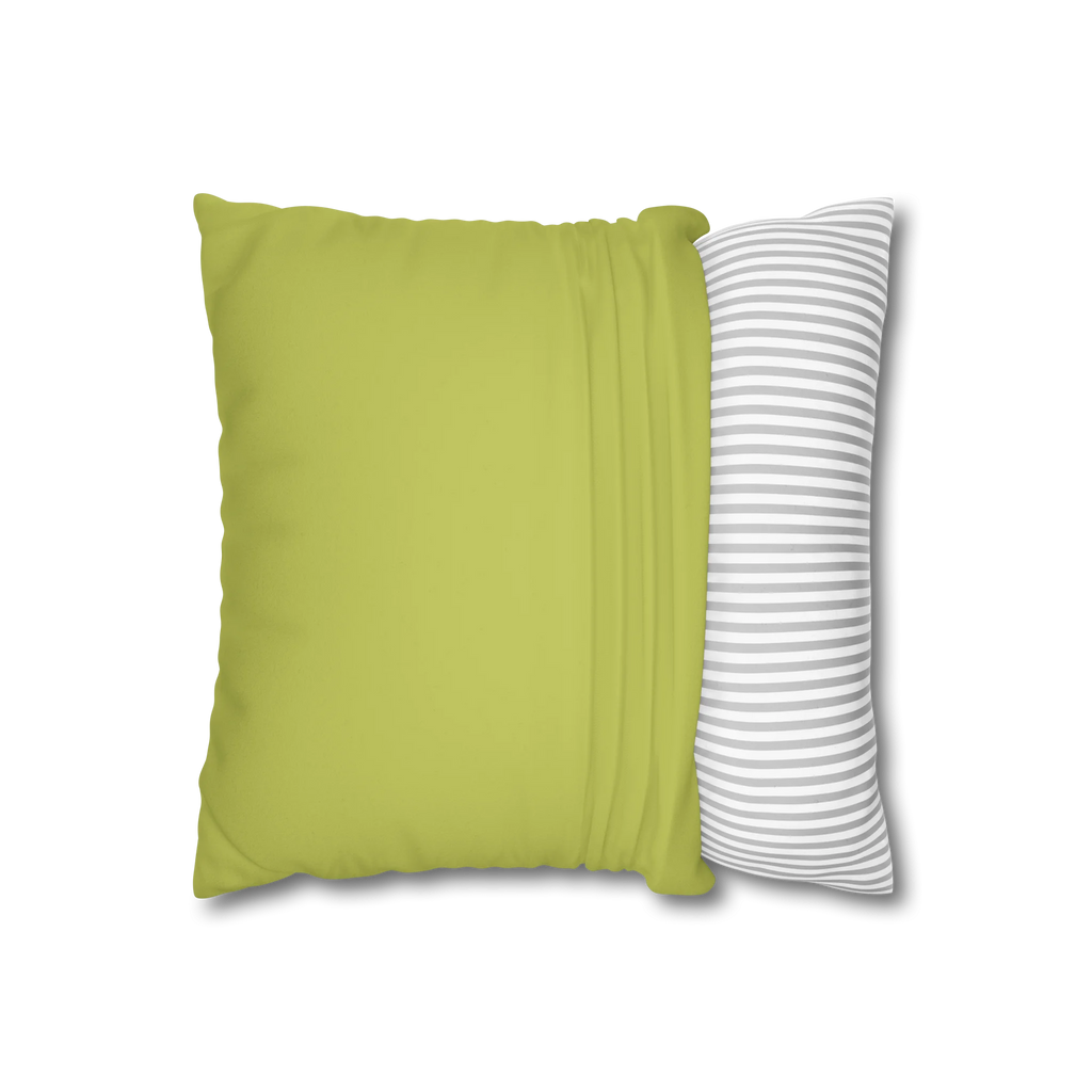 Orchid Green faux suede pillow case, open view.