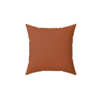 Paarl rust faux suede luxury square pillow, back view.