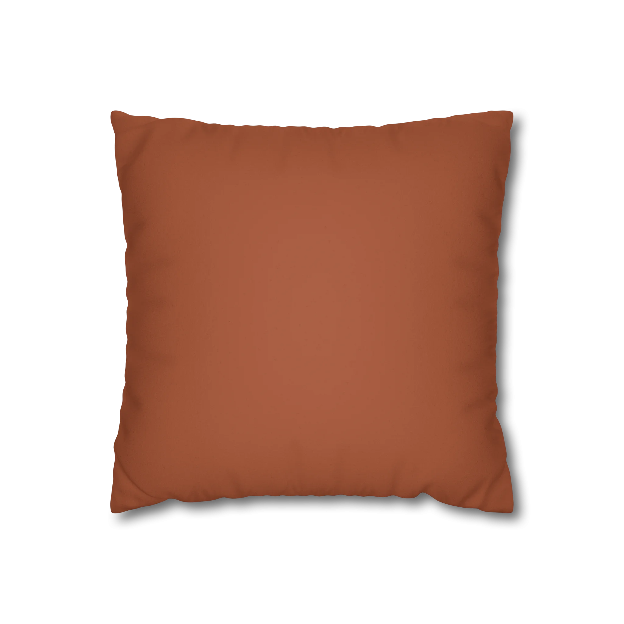 Paarl Rust faux suede pillow case, back view.