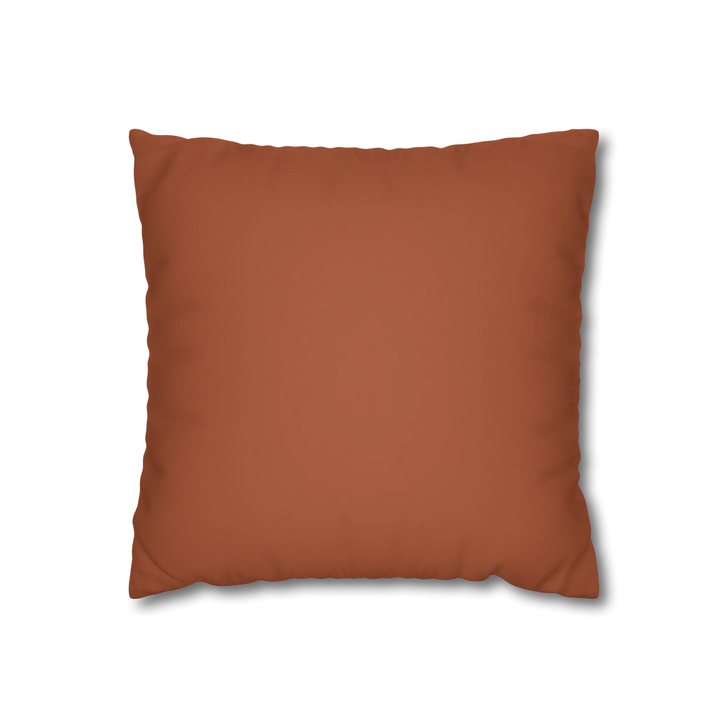 Paarl Rust faux suede pillow case, front view.