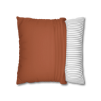Paarl Rust faux suede pillow case, open view.