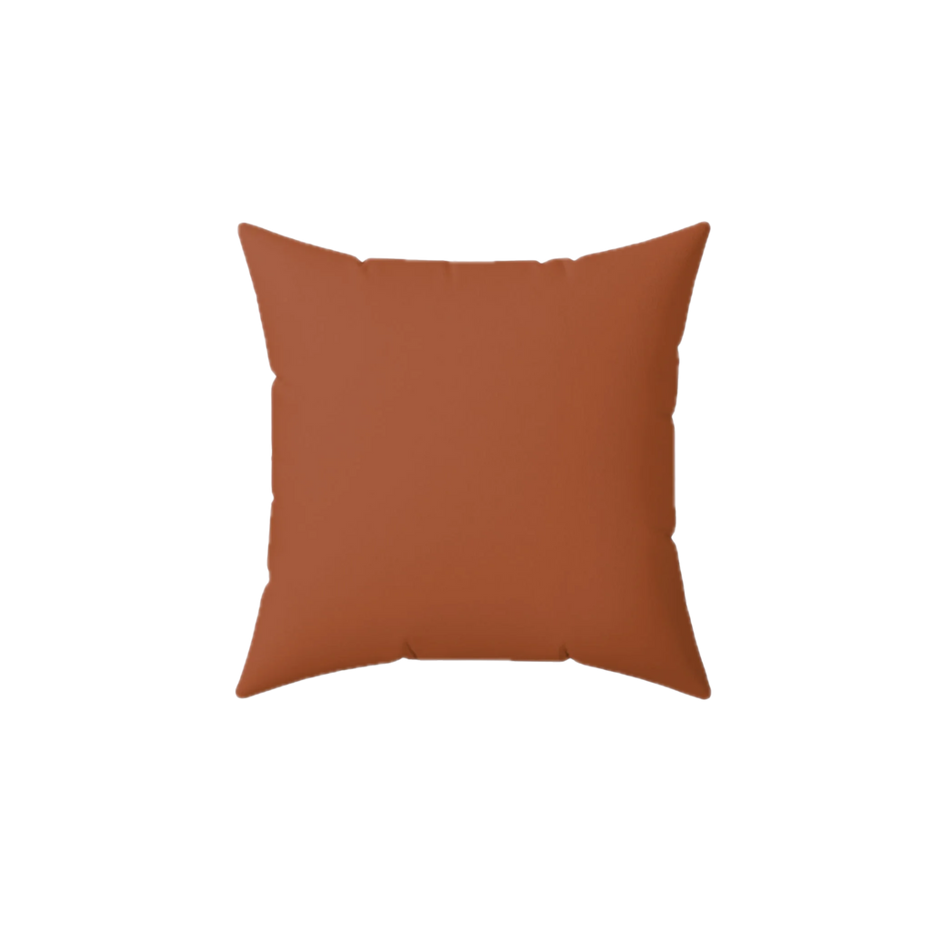 Paarl rust faux suede luxury square pillow, front view.