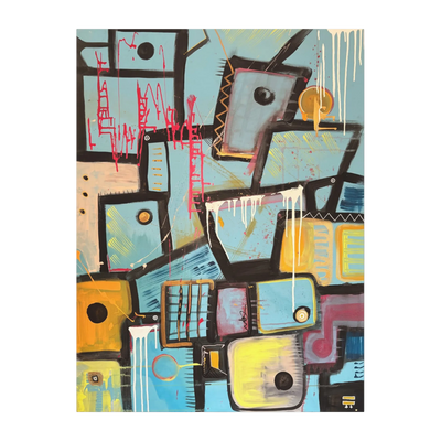 "Patchy" Colorful Urban Abstract Canvas Art