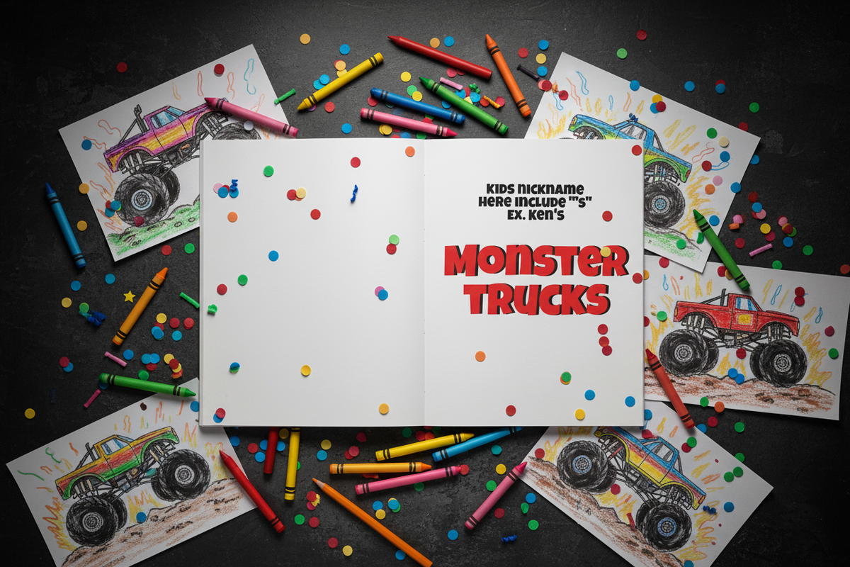 Personalized Monster Trucks Coloring Book Hero