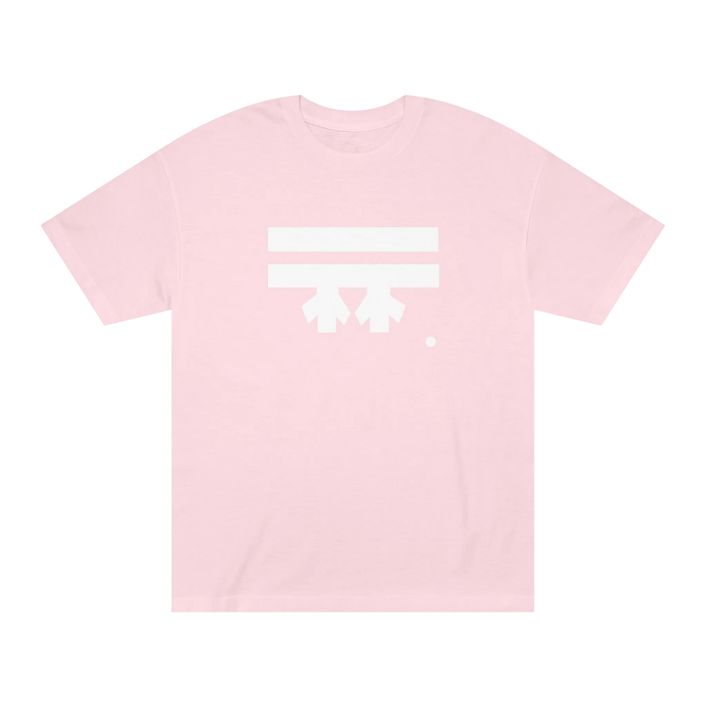 A pink t-shirt with a white Freebrd icon graphic on the front.