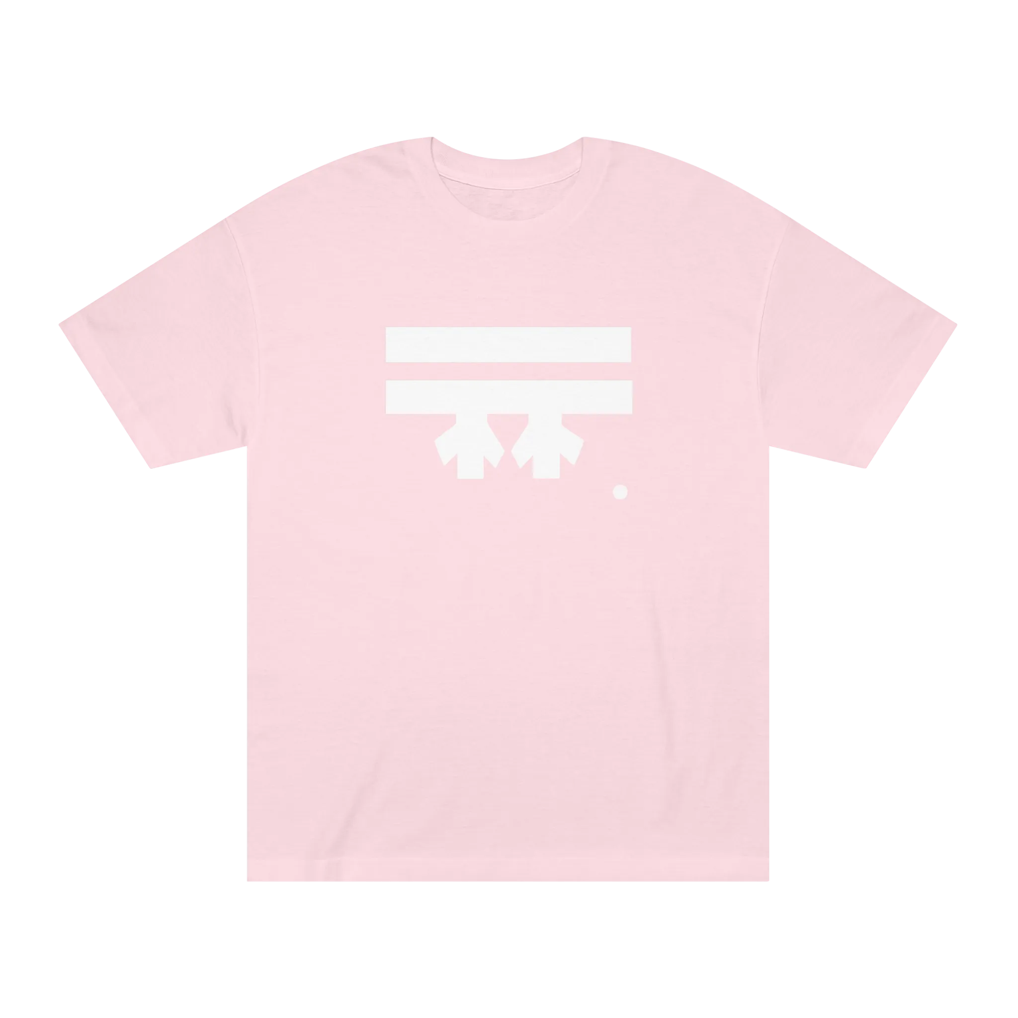 A pink t-shirt with a white Freebrd icon graphic on the front.