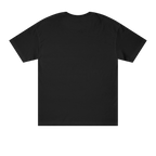 Classic fit crew neck tee, black, back view, no graphic.