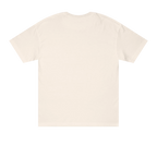 Classic fit crew neck tee, cream, back view, no graphic.