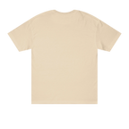 Classic fit crew neck tee, sand, back view, no graphic.