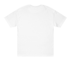 Classic fit crew neck tee, white, back view, no graphic.