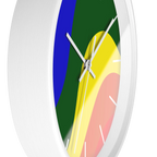 A side preview of the white, natural wood, matte white finish, white hand pride rainbow wave modern minimal silent wall clock with white time markers.