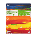 Primary Square original abstract canvas art, 20x24 vertical, cobalt lime orange yellow, but should say 1.25 inch gallery wrap profile, front view.