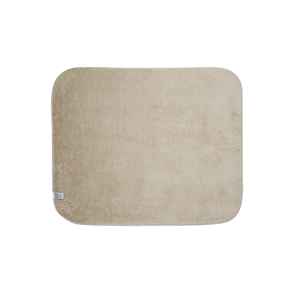 50 by 60 inch rainbow camo blanket, back view showing solid beige sherpa backing and rounded corners.