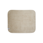 50 by 60 inch rainbow camo blanket, back view showing solid beige sherpa backing and rounded corners.