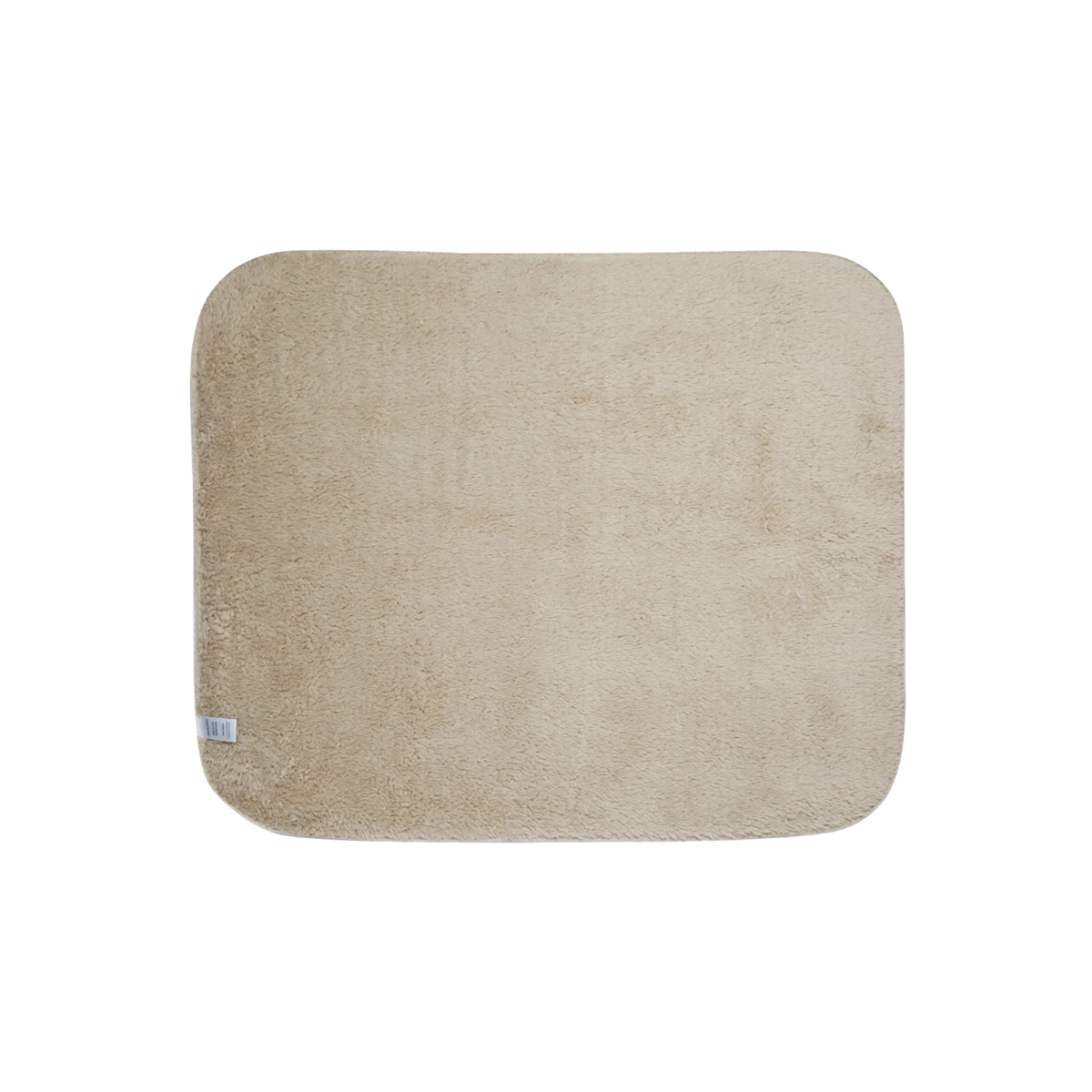 50 by 60 inch rainbow camo blanket, back view showing solid beige sherpa backing and rounded corners.