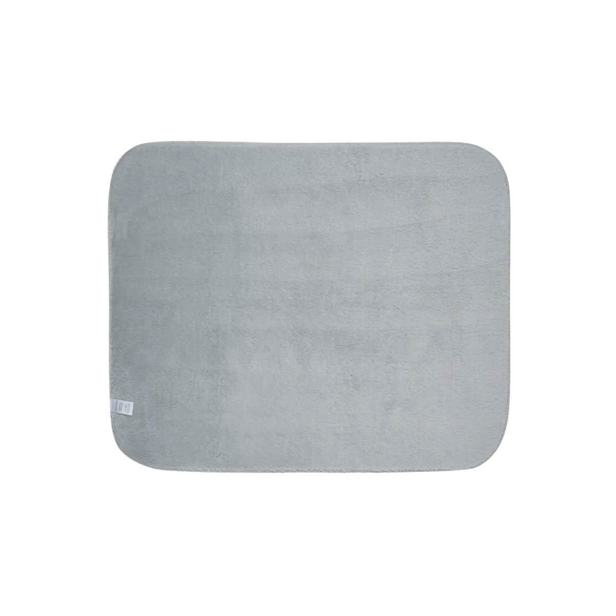 50 by 60 inch rainbow camo blanket, back view showing solid grey sherpa backing and rounded corners.