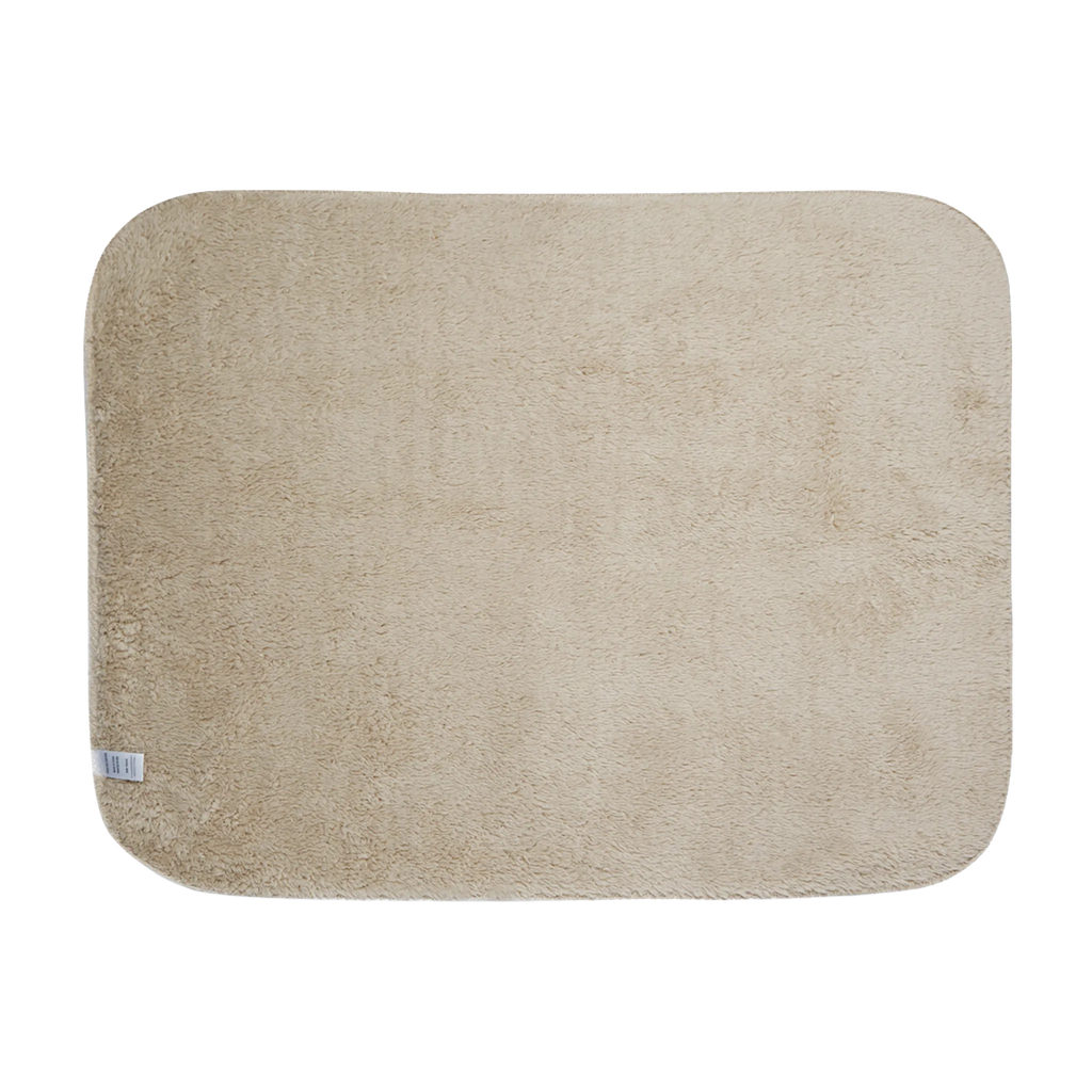 60 by 80 inch rainbow camo blanket, back view showing solid beige sherpa backing and rounded corners.