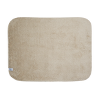 60 by 80 inch rainbow camo blanket, back view showing solid beige sherpa backing and rounded corners.
