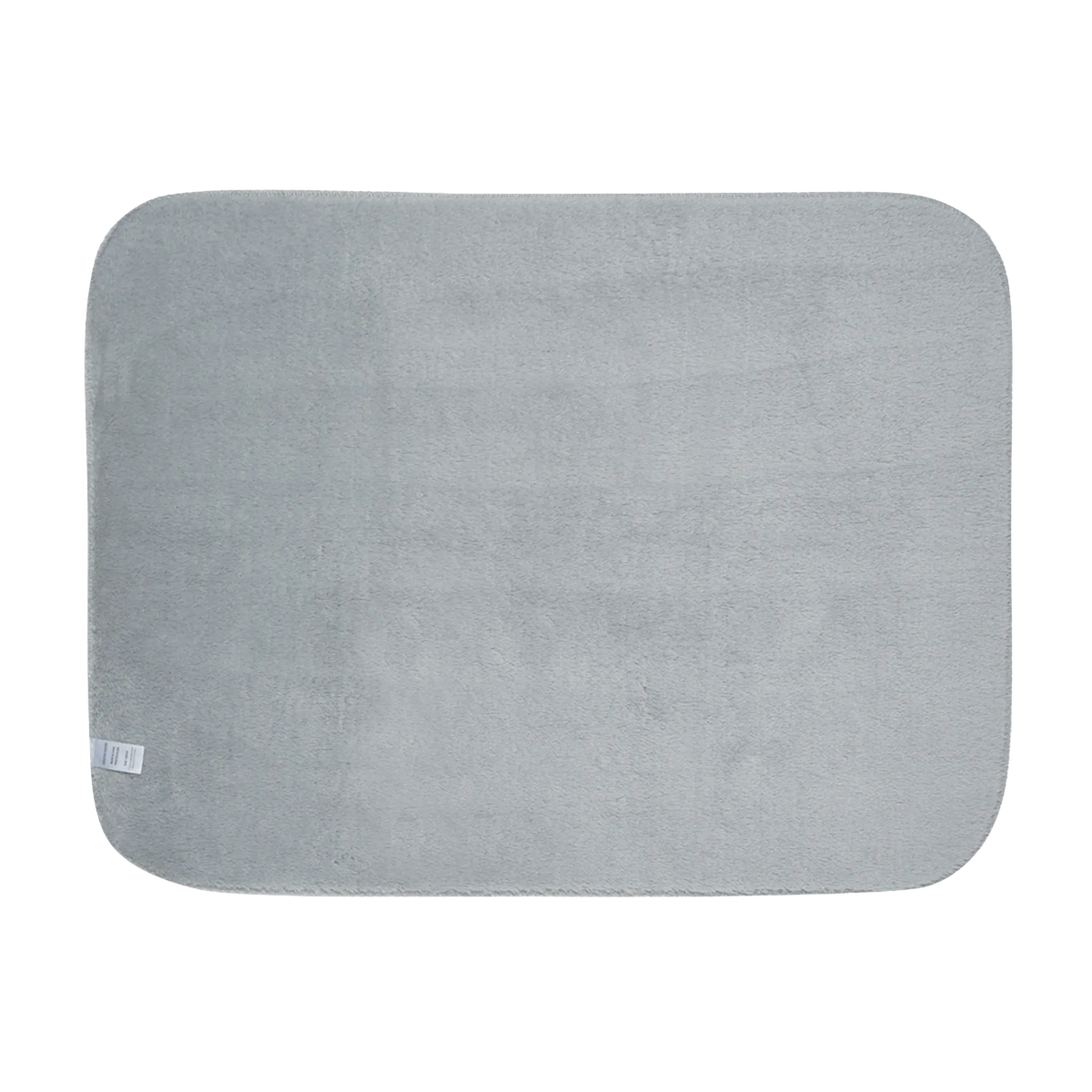 60 by 80 inch rainbow camo blanket, back view showing solid grey sherpa backing and rounded corners.