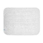 60 by 80 inch rainbow camo blanket, back view showing solid white sherpa backing and rounded corners.