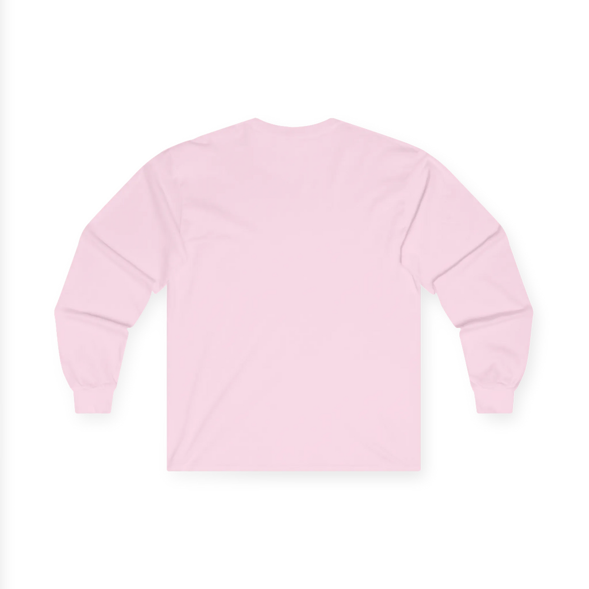 Light pink long sleeve tee with a plain back, back flat lay.