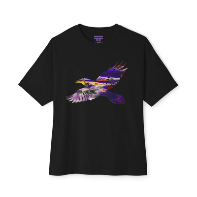 Raven in Flight Tribal Wave Graphic T-Shirt
