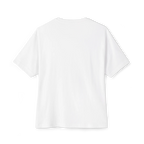 White boxy T-shirt with a plain, unprinted back, back view.