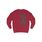 Red Hot Chili Women's Rights sweatshirt, Womens Rights Are Human Rights graphic handwritten in green text, crew neck, front view.