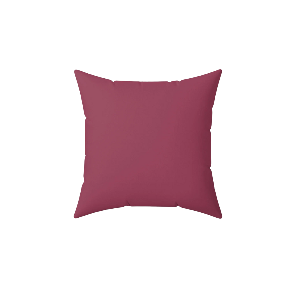 Red onion faux suede throw pillow, front view.