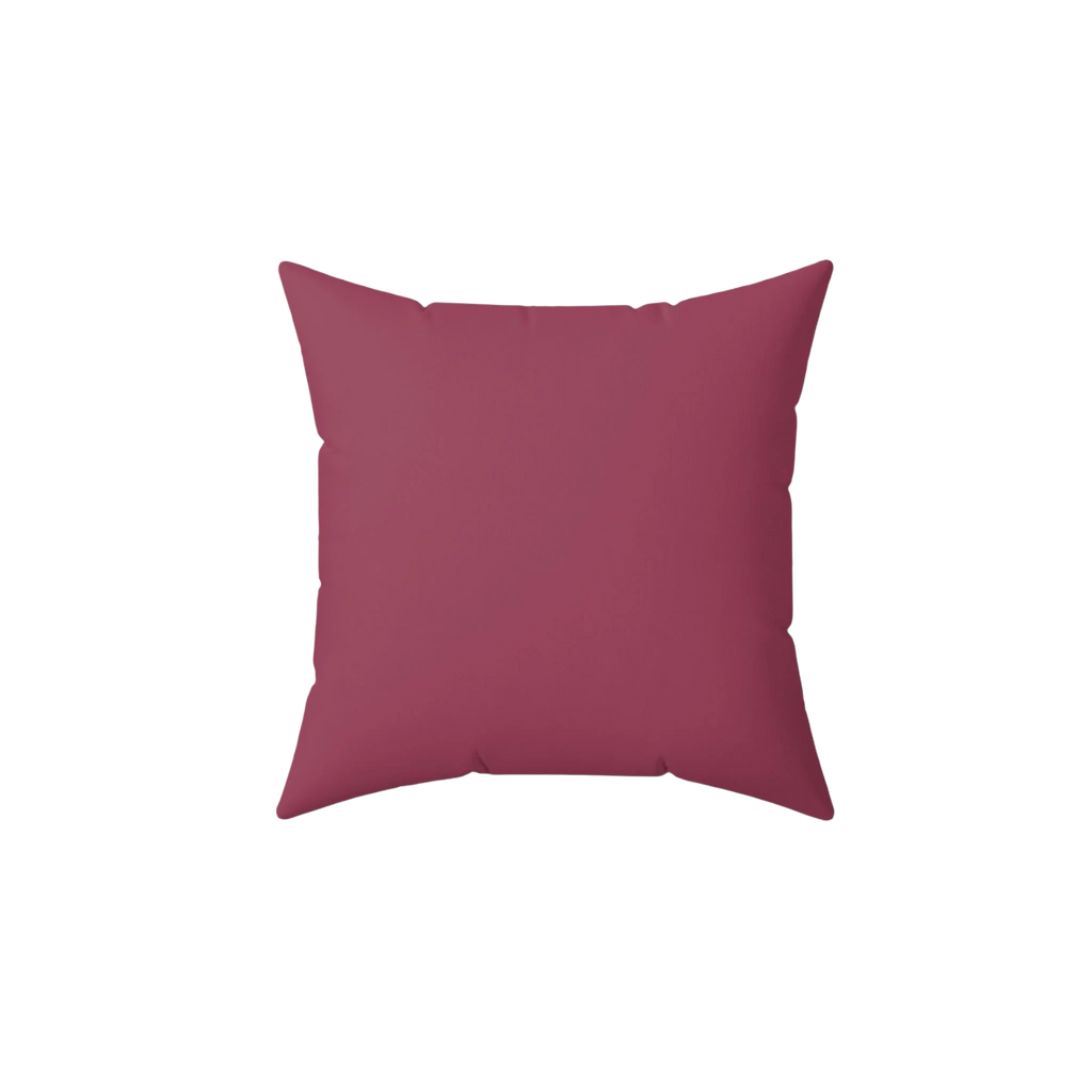 Red onion faux suede throw pillow, front view.