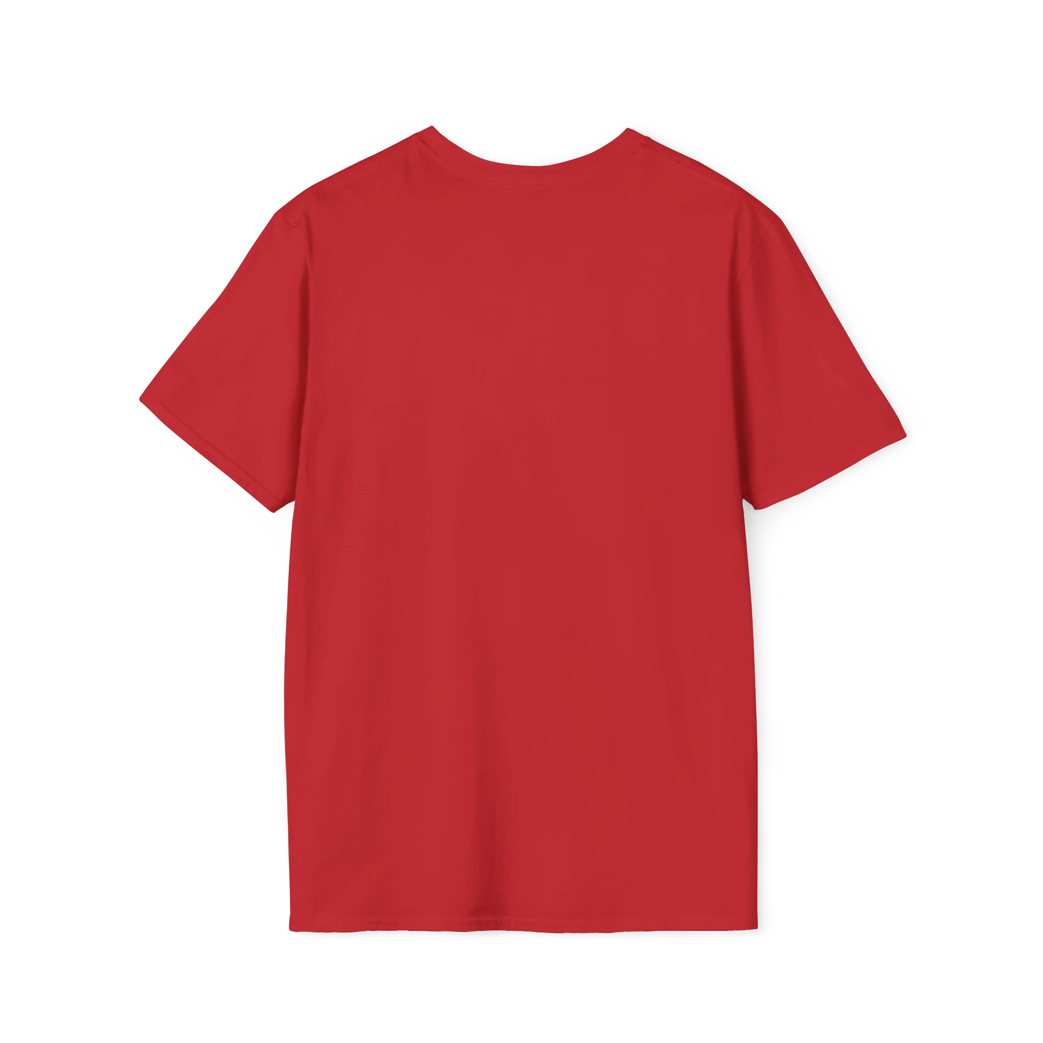 A plain back view of the red Trans Rights Are Human Rights T-Shirt.