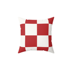 Red White Checkered Faux Suede Pillow, back view.