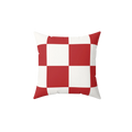 Red White Checkered Faux Suede Pillow, front view.