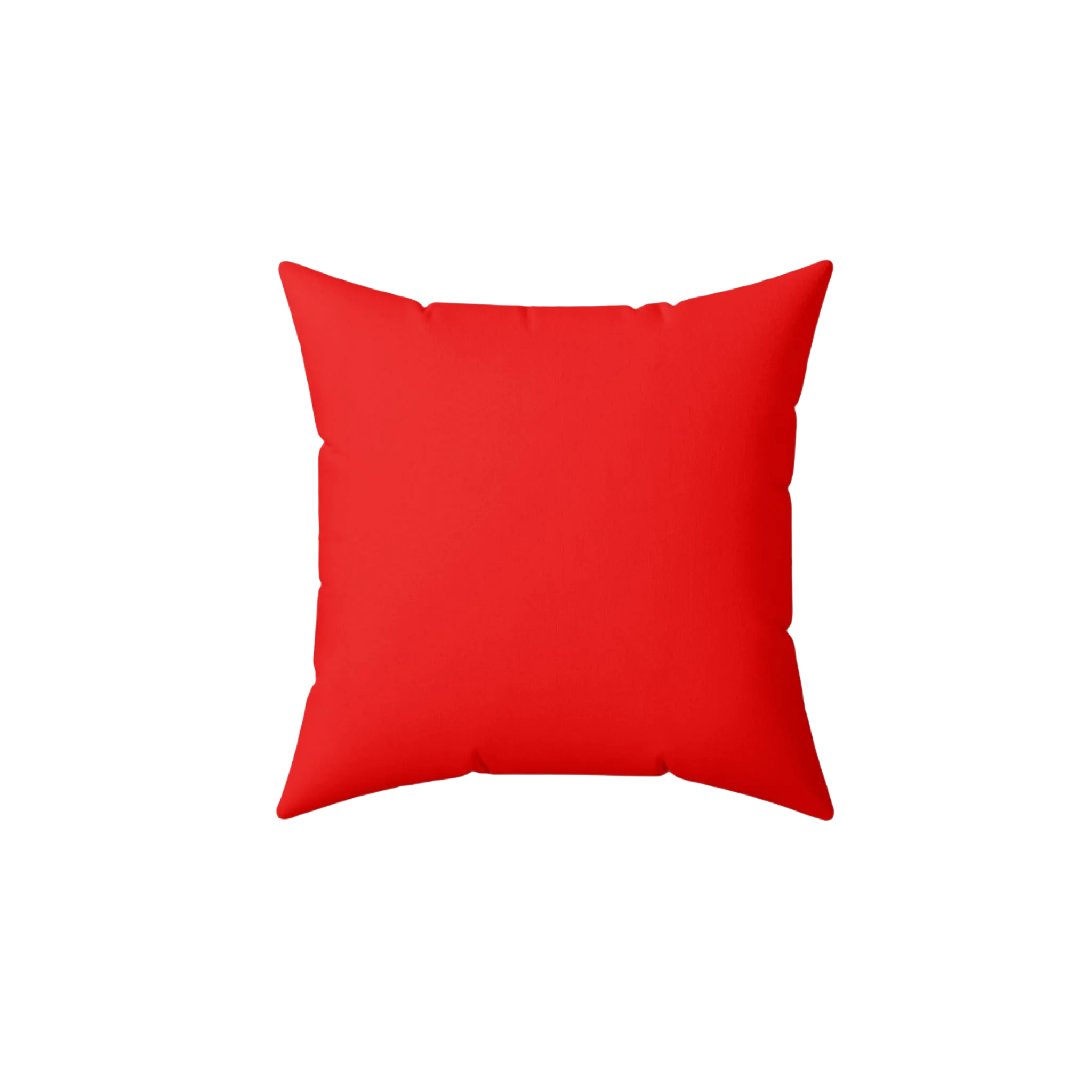 Rich red faux suede throw pillow, back view.