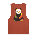 "Rizz Lucy Panda" 02.1 Edition Barnard Tank Top by FREEBRD — autumn, paint flow panda back graphic, back view.