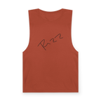 "Rizz Lucy Panda" 02.1 Edition Barnard Tank Top by FREEBRD — autumn, handwritten Rizz signature front, front view.