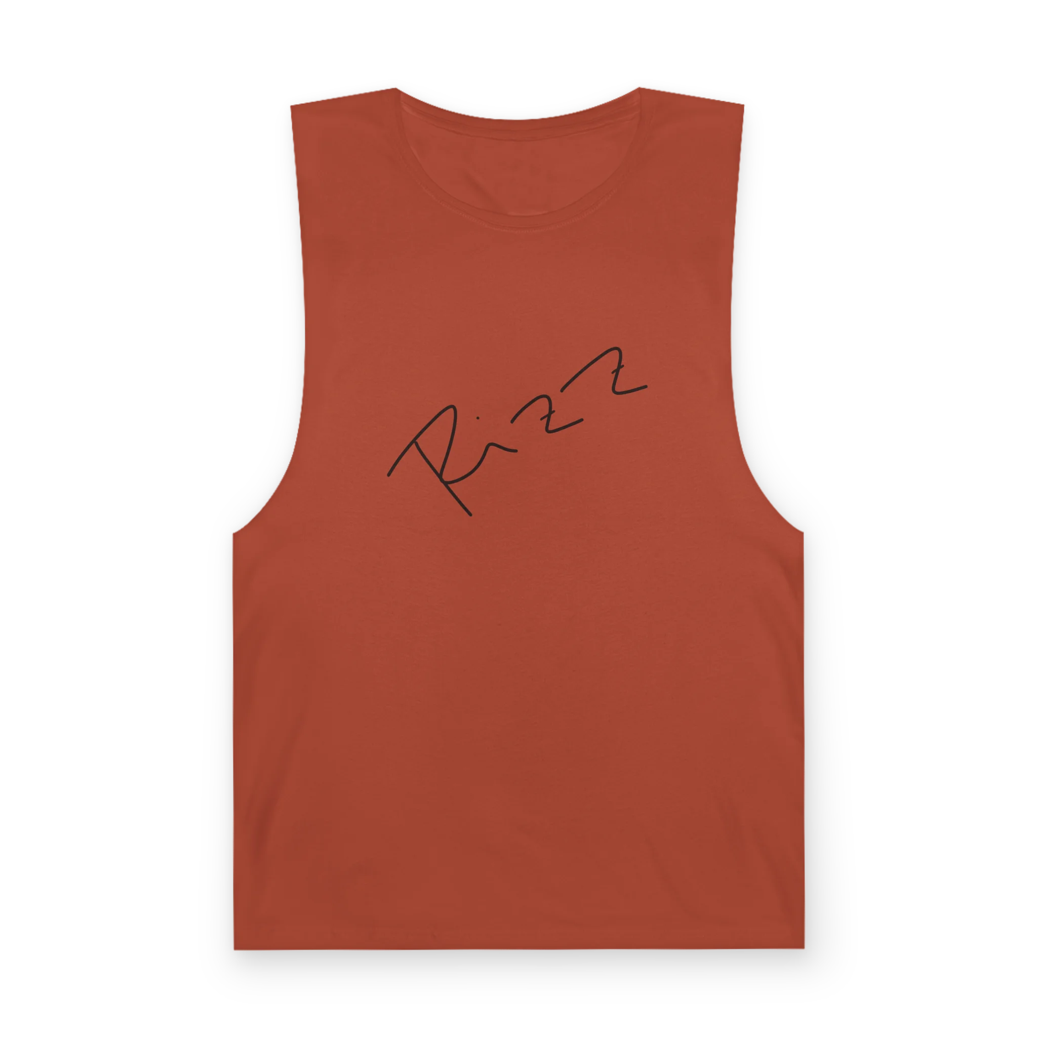 "Rizz Lucy Panda" 02.1 Edition Barnard Tank Top by FREEBRD — autumn, handwritten Rizz signature front, front view.