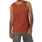 "Rizz Lucy Panda" 02.1 Edition Barnard Tank Top by FREEBRD — autumn lifestyle front, handwritten Rizz signature, relaxed fit on model.