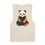 "Rizz Lucy Panda" 02.1 Edition Barnard Tank Top by FREEBRD — ecru, paint flow panda back graphic, back view.