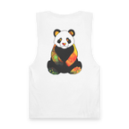 "Rizz Lucy Panda" 02.1 Edition Barnard Tank Top by FREEBRD — white, paint flow panda back graphic, back view.