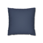 Rugged Blue faux suede pillowcase, back view.