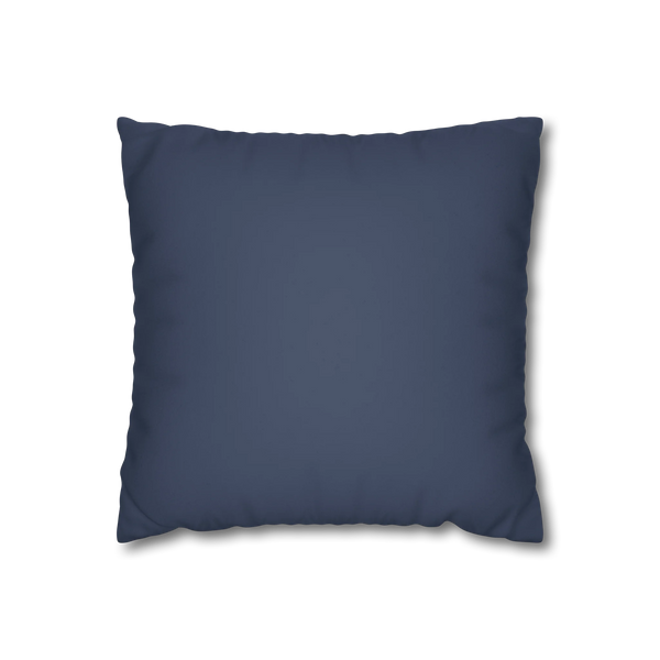 Rugged Blue faux suede pillowcase, front view.