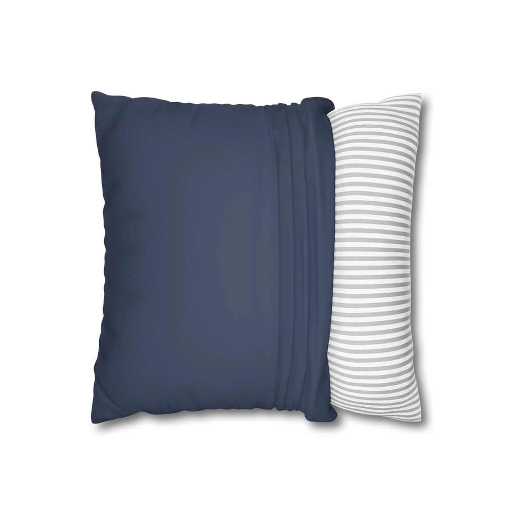 Rugged Blue faux suede pillowcase, open view.