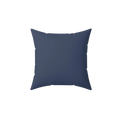 Rugged blue faux suede throw pillow, front view.
